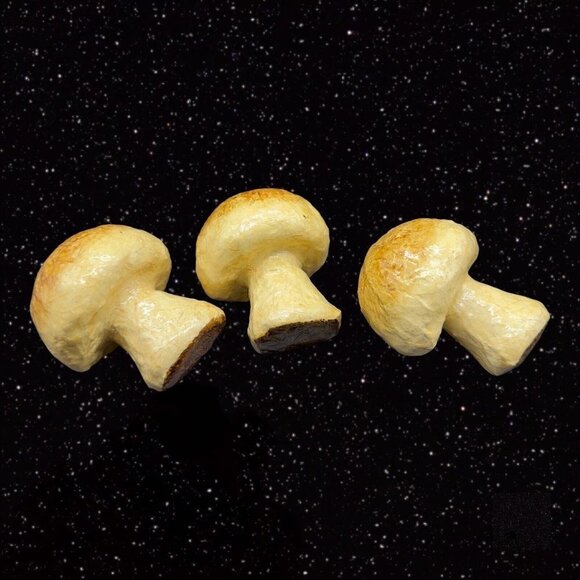 México Folk Art Paper Mache MUSHROOM Faux Vegetable Fruit Shaped 3 Pcs Set  3”T - Picture 3 of 12